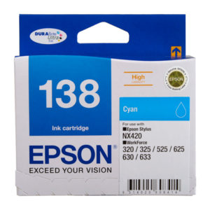 Genuine Epson 138 T1382 Cyan Ink Cartridge High Yield