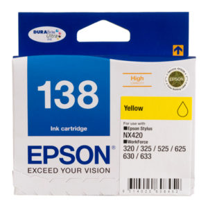 Genuine Epson 138 T1384 Yellow Ink Cartridge High Yield