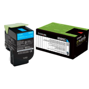 Genuine Lexmark CX310 CX410 CX510 808SC Cyan Toner Cartridge