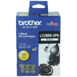 Brother LC-38 Black Ink Cartridge Twin Pack LC-38BK2PK