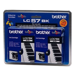 Genuine Brother LC-57 Black Ink Cartridge Twin Pack LC-57BK2PK