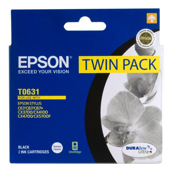 Genuine Epson T0631 Black Ink Cartridge Twin Pack