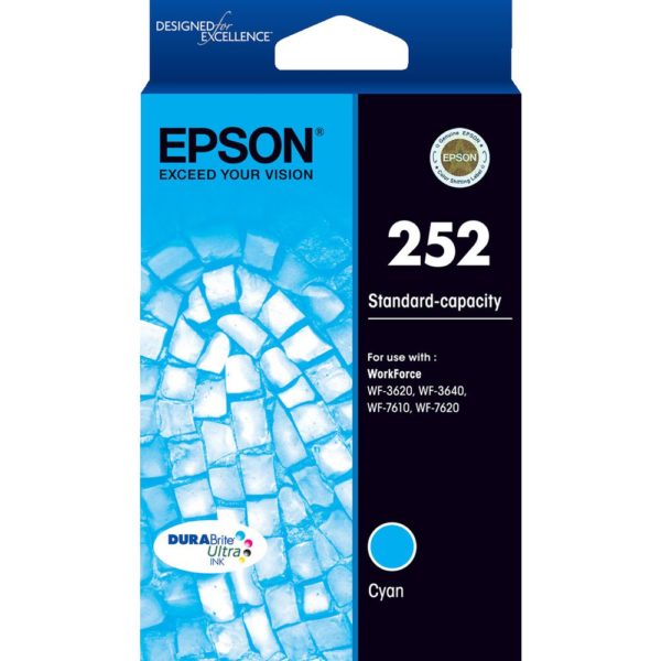 Genuine Epson 252 Cyan Ink Cartridge Standard Yield