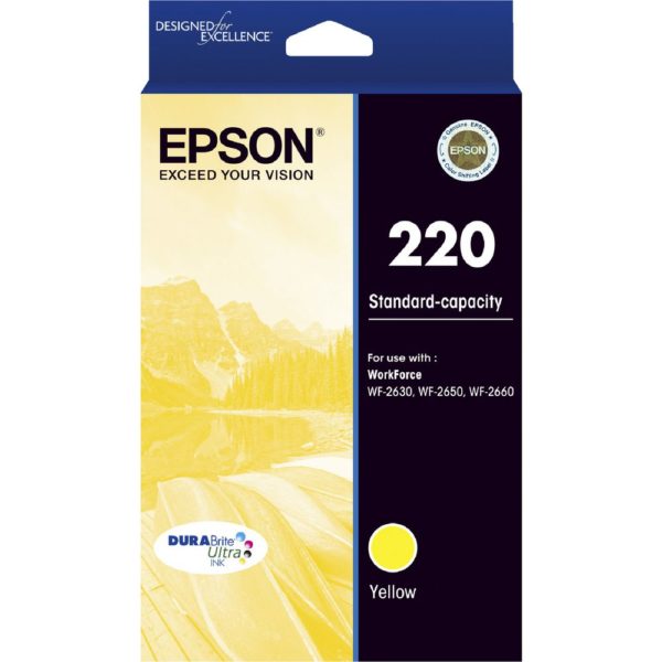 Genuine Epson 220 Yellow Ink Cartridge Standard Yield