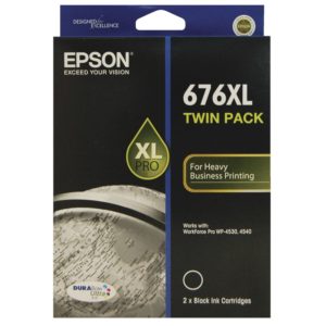 Genuine Epson 676XL Black Ink Cartridge Twin Pack