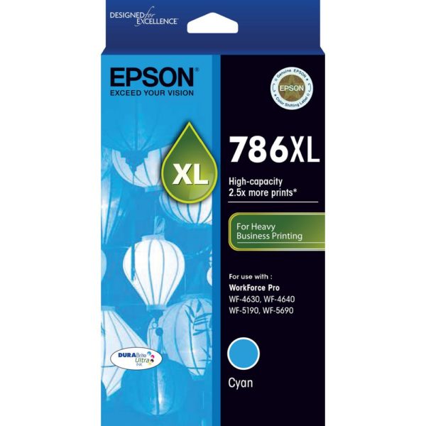 Genuine Epson 786XL Cyan Ink Cartridge High Yield