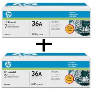 Genuine HP CB436A Black Toner Cartridge 36A Twin Pack
