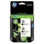 Genuine HP 15 Black Ink Cartridge C6615DA Twin Pack