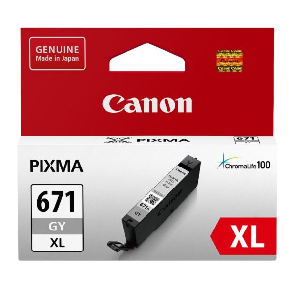 Genuine Canon CLI-671XLGY Grey Ink Cartridge High Yield