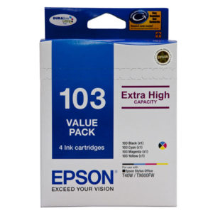 Genuine Epson 103 High Yield Ink Cartridge Value Pack C13T103592