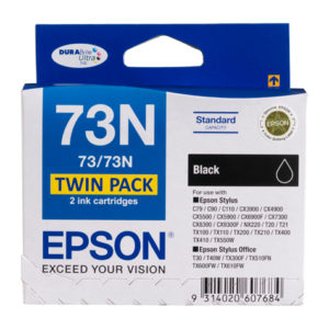 Genuine Epson T0731 T1051 73N Black Ink Cartridge Twin Pack