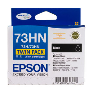 Genuine Epson 73HN Black Ink Cartridge Twin Pack High Yield
