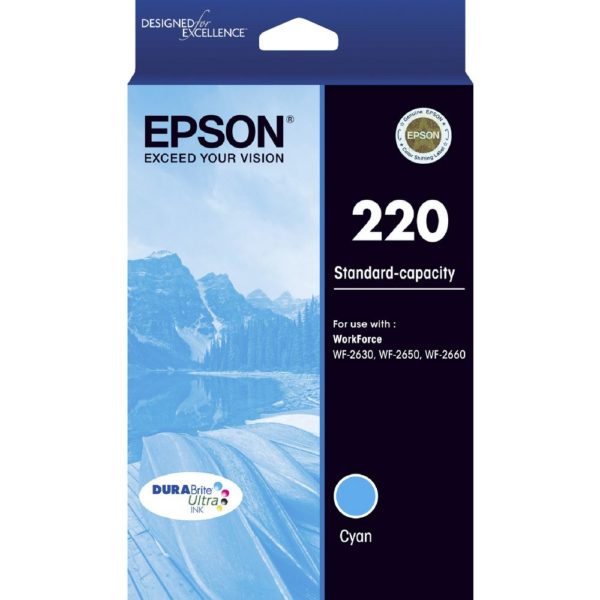 Genuine Epson 220 Cyan Ink Cartridge Standard Yield
