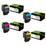 4 Pack Genuine Lexmark CX510 808XK/C/M/Y Toner Cartridge Set