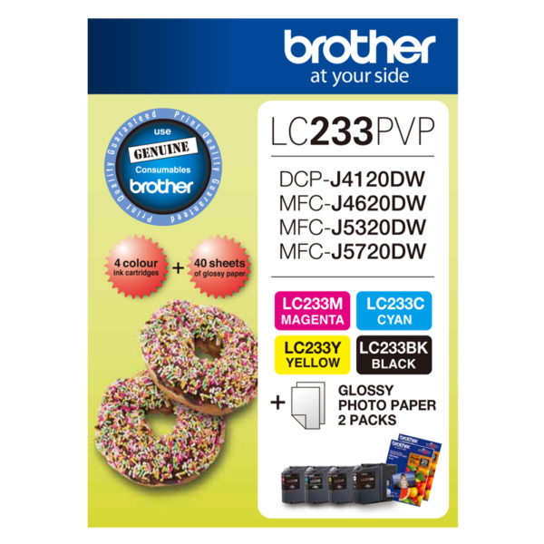 Genuine Brother LC-233 B/C/M/Y Ink Cartridge Photo Value Pack