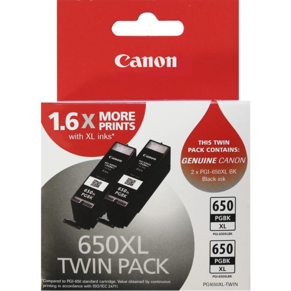 Genuine Canon PGI-650XL Black Ink Cartridge High Yield Twin Pack
