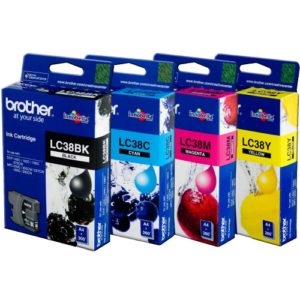 4 Pack Genuine Brother LC-38 Ink Cartridge Set (1BK,1C,1M,1Y)