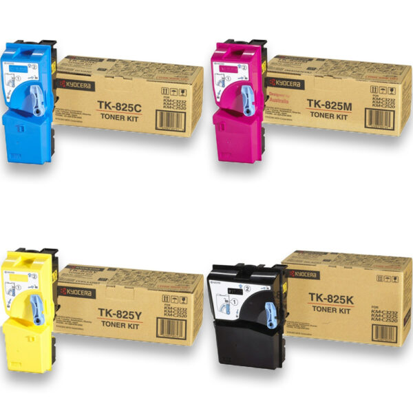 4 Pack Genuine Kyocera TK-825 Toner Cartridge Set KM-C2520 KM-C3225