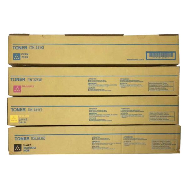 4 Pack Genuine Konica Minolta Bizhub C224 C284 C364 TN321 Toner Cartridge Set