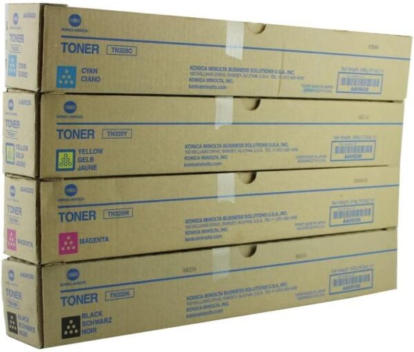 4 Pack Genuine Konica Minolta Bizhub C250i C300i C360i TN328 Toner Cartridge Set